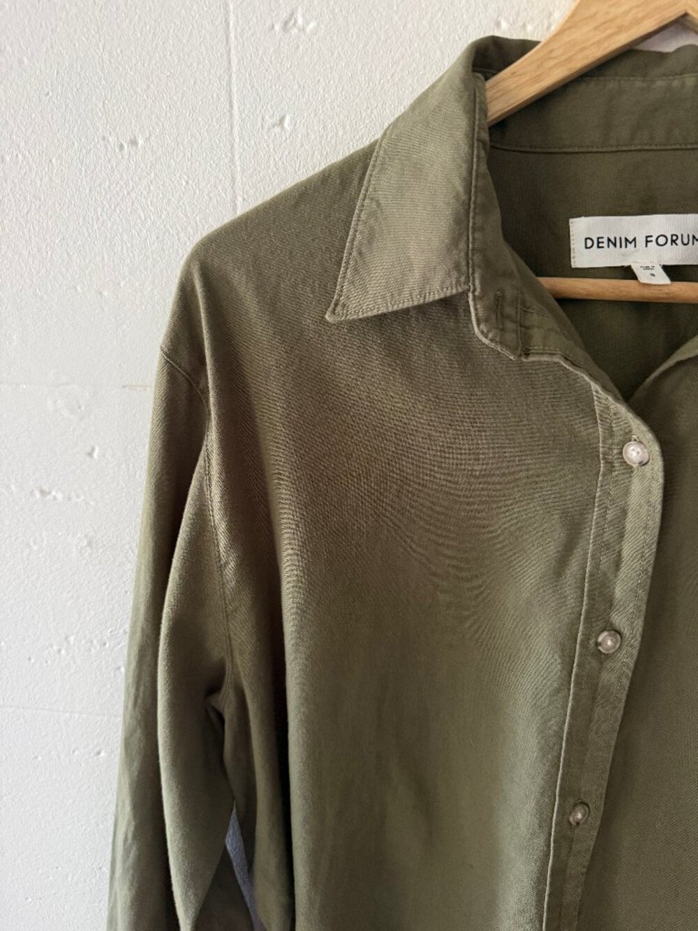 Denim Forum Aritzia | Khaki The Jane Longsleeve Shirt | Oversized Button | Small - Picture 5 of 10